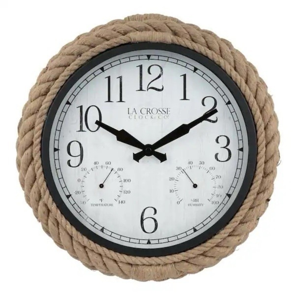 La Crosse Clock 433-3836 14-Inch Rowan Indoor/Outdoor Rope Analog Quartz Wall Cl